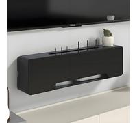 ZIGTUEI Boîte De Rangement Murale pour Routeur WiFi, Armoire De Rangement pour Routeur WiFi, Meuble De Rangement Multimédia, pour Salon, Bureau, Chambre(Black,90x20cm/35.4x7.9in)
