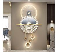ZIGTUEI Horloge Suspendue Créative avec Lumière LED, Lampe Murale 3D À LED, Alimentation Électrique Enfichable, pour La Maison, L'entrée, Le Couloir(Gold 2,100x50cm/39.4x19.7in)