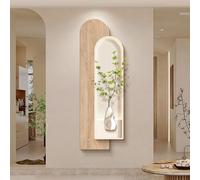 ZIGTUEI Peinture 3D Décoration Entrée Murale, Sculptures murales avec lumière LED, Minimaliste Décoration De La Maison, pour Le Hall de l'hôtel, Le Salon, la Chambre à Coucher(Wood,50x150cm/20x59in)