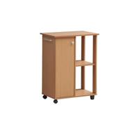 ZIGUIhsou-11 Desserte de Cuisine Chariot Roulant à 2 Niveaux, Meubles en Bois avec Armoire, étagères de Rangement Ouvertes, for Cuisine et Salle de Bain Desserte de Cuisine roulante