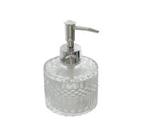 ZIGUIhsou-11 Distributeur de Savon Distributeur de Savon en Verre 200 ML, Flacon à Pression for Gel Douche et Lotion, for comptoir Salle Bain Cuisine(Silver)