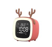 ZIGUIhsou-11 Réveil analogique Réveil numérique en Forme de Bois de cerf, réveil Silencieux Intelligent, Rechargeable, Cadeau d'ornements de Table de décoration for Les Enfants Réveil rétro(Orange)
