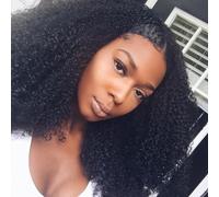 ZigZag Hair Perruque afro bouclée avec dentelle frontale pour femme noire 4B 4C densité 130 % cheveux brésiliens afro crépus bouclés avec nœuds décolorés avec cheveux de bébé (45,7 cm, perruque lace