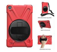 ZiHang Amazon Fire 7 2019/2017 Coque, [résistant aux Chocs] Trois Couche Heavy Duty Coque de Protection intégrale avec Support dragonne et Une bandoulière pour Amazon Fire 7 2019/2017 (Rouge)