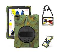 ZiHang Coque Antichoc pour iPad 10.2 2019, Housse de Protection Robuste à Rotation avec Béquille Bandoulière Réglable, pour iPad 10.2 2019 (Camouflage)
