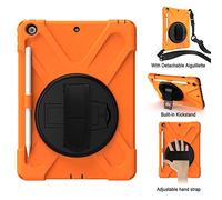 ZiHang Coque Antichoc pour iPad 10.2 2019, Housse de Protection Robuste à Rotation avec Béquille Bandoulière Réglable, pour iPad 10.2 2019 (Orange)