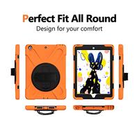 ZiHang Coque Antichoc pour iPad 10.2 2019, Housse de Protection Robuste à Rotation avec Dragonne, pour iPad 10.2 2019 (Orange)
