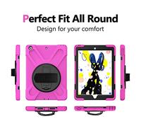 ZiHang Coque Antichoc pour iPad 10.2 2019, Housse de Protection Robuste à Rotation avec Dragonne, pour iPad 10.2 2019 (Rose Rouge)