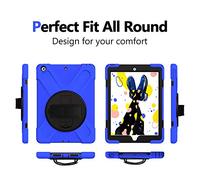 ZiHang Coque Antichoc pour iPad 10.2 2019, Housse de Protection Robuste à Rotation avec Dragonne, pour iPad 10.2 2019 (Bleu)