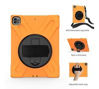 ZiHang Coque Antichoc pour iPad Pro 12.9 2018/2020, Housse de Protection Robuste à Rotation avec Béquille Bandoulière Réglable, pour iPad Pro 12.9 2018/2020 (Orange)