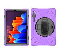 ZiHang Coque Antichoc pour Samsung Galaxy Tab S7 Plus 12.4 T970 T975, Housse de Protection Robuste à Rotation avec Support Fonction, Dragonne et Porte-Crayon pour Galaxy Tab S7 Plus 12.4" (Violet)