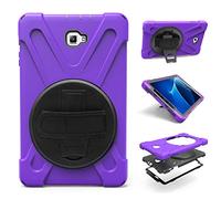 ZiHang Coque de Protection pour Galaxy Tab A 10.1, Heavy Duty Full-Body Rugged PC Coque en Silicone Portable Support intégré/Sangle pour Samsung Galaxy Tab A 10.1 SM-T580 T585 (Pourpre)