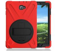 ZiHang Coque de Protection pour Galaxy Tab A 10.1, Heavy Duty Full-Body Rugged PC Coque en Silicone Portable Support intégré/Sangle pour Samsung Galaxy Tab A 10.1 P580 / P585 (Rouge)
