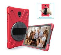 ZiHang Coque de Protection pour Galaxy Tab A 10.5, Heavy Duty Full-Body Rugged PC Coque en Silicone Portable Support intégré/Sangle pour Samsung Galaxy Tab A 10.5 T590 T595 (Rouge)