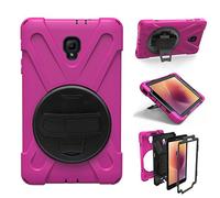 ZiHang Coque de Protection pour Galaxy Tab A 8.0, Heavy Duty Full-Body Rugged PC Coque en Silicone Portable Support intégré/Sangle pour Samsung Galaxy Tab A 8.0 T380 T385 2017 (Rose Rouge)