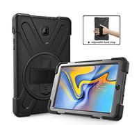 ZiHang Coque de Protection pour Galaxy Tab A 8.0, Heavy Duty Full-Body Rugged PC Coque en Silicone Portable Support intégré/Sangle pour Samsung Galaxy Tab A 8.0 T387 2018 (Noir)