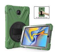 ZiHang Coque de Protection pour Galaxy Tab A 8.0, Heavy Duty Full-Body Rugged PC Coque en Silicone Portable Support intégré/Sangle pour Samsung Galaxy Tab A 8.0 T387 2018 (Vert foncé)
