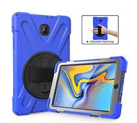 ZiHang Coque de Protection pour Galaxy Tab A 8.0, Heavy Duty Full-Body Rugged PC Coque en Silicone Portable Support intégré/Sangle pour Samsung Galaxy Tab A 8.0 T387 2018 (Bleu foncé)