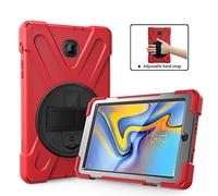 ZiHang Coque de Protection pour Galaxy Tab A 8.0, Heavy Duty Full-Body Rugged PC Coque en Silicone Portable Support intégré/Sangle pour Samsung Galaxy Tab A 8.0 T387 2018 (Rouge)