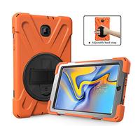 ZiHang Coque de Protection pour Galaxy Tab A 8.0, Heavy Duty Full-Body Rugged PC Coque en Silicone Portable Support intégré/Sangle pour Samsung Galaxy Tab A 8.0 T387 2018 (Orange)