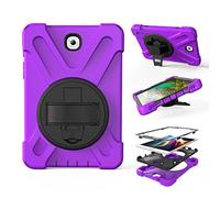 ZiHang Coque de Protection pour Galaxy Tab S2 8.0, Heavy Duty Full-Body Rugged PC Coque en Silicone Portable Support intégré/Sangle pour Samsung Galaxy Tab S2 8.0 SM-T710 T715 (Pourpre)