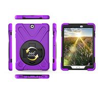 ZiHang Coque de Protection pour Galaxy Tab S2 9.7, Heavy Duty Full-Body Rugged PC Coque en Silicone Portable Support intégré/Sangle pour Samsung Galaxy Tab S2 9.7 T815 T810 (Pourpre)