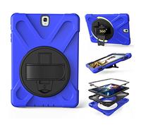 ZiHang Coque de Protection pour Galaxy Tab S3 9.7, Heavy Duty Full-Body Rugged PC Coque en Silicone Portable Support intégré/Sangle pour Samsung Galaxy Tab S3 9.7 T820 T825 (Bleu foncé)