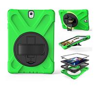 ZiHang Coque de Protection pour Galaxy Tab S3 9.7, Heavy Duty Full-Body Rugged PC Coque en Silicone Portable Support intégré/Sangle pour Samsung Galaxy Tab S3 9.7 T820 T825 (Vert)