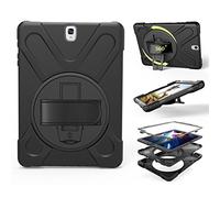 ZiHang Coque de Protection pour Galaxy Tab S3 9.7, Heavy Duty Full-Body Rugged PC Coque en Silicone Portable Support intégré/Sangle pour Samsung Galaxy Tab S3 9.7 T820 T825 (Noir)