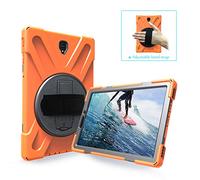 ZiHang Coque de Protection pour Galaxy Tab S4 10.5, Heavy Duty Full-Body Rugged PC Coque en Silicone Portable Support intégré/Sangle pour Samsung Galaxy Tab S4 10.5 T830 T835 T837 (Orange)