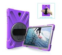 ZiHang Coque de Protection pour Galaxy Tab S4 10.5, Heavy Duty Full-Body Rugged PC Coque en Silicone Portable Support intégré/Sangle pour Samsung Galaxy Tab S4 10.5 T830 T835 T837 (Pourpre)