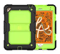 ZiHang Coque pour iPad Mini 4 / Mini 5 - Coque Rigide, Protection Anti-Choc avec Support Intégré et Bandoulière Amovible Compatible iPad Mini 4 / Mini 5 (Noir/Vert)