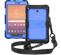 ZiHang Coque pour Samsung Galaxy Tab A 8.0 T380 T385 2017 - Coque Rigide, Protection Anti-Choc avec Support Intégré et Bandoulière Amovible Compatible Galaxy Tab A 8.0 (Noir/Bleu)