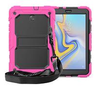 ZiHang Coque pour Samsung Galaxy Tab A 8.0 T387 2018 - Coque Rigide, Protection Anti-Choc avec Support Intégré et Bandoulière Amovible Compatible Galaxy Tab A 8.0 (Rose Rouge)