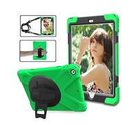 ZiHang Étui Antichoc pour iPad 9.7 2017 2018, Coque Housse Robuste à Rotation de 360 ° Résistant aux Chocs avec Béquille Dragonne Bandoulière Réglable pour Apple iPad 9.7 2017 2018 (Vert)