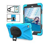 ZiHang Étui Antichoc pour iPad Mini 1/2/3, Coque Housse Robuste à Rotation de 360 ° Résistant aux Chocs avec Béquille Dragonne Bandoulière Réglable pour Apple iPad Mini 1/2/3 (Bleu)