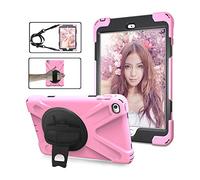 ZiHang Étui Antichoc pour iPad Mini 1/2/3, Coque Housse Robuste à Rotation de 360 ° Résistant aux Chocs avec Béquille Dragonne Bandoulière Réglable pour Apple iPad Mini 1/2/3 (Rose)