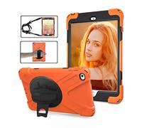 ZiHang Étui Antichoc pour iPad Mini 4, Coque Housse Robuste à Rotation de 360 ° Résistant aux Chocs avec Béquille Dragonne Bandoulière Réglable pour Apple iPad Mini 4 (Orange)