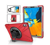 ZiHang Étui Antichoc pour iPad Pro 11 2018, Coque Housse Robuste à Rotation de 360 ° Résistant aux Chocs avec Béquille Dragonne Bandoulière Réglable pour Apple iPad Pro 11 2018 (Rouge)