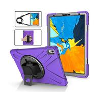 ZiHang Étui Antichoc pour iPad Pro 11 2018, Coque Housse Robuste à Rotation de 360 ° Résistant aux Chocs avec Béquille Dragonne Bandoulière Réglable pour Apple iPad Pro 11 2018 (Pourpre)