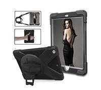 ZiHang Étui Antichoc pour iPad Pro 9.7, Coque Housse Robuste à Rotation de 360 ° Résistant aux Chocs avec Béquille Dragonne Bandoulière Réglable pour Apple iPad Pro 9.7 (Noir)