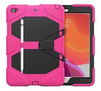 ZiHang Étui Compatible avec iPad 10.2 2019, Coque de Protection avec 3 Couches Blindage Épaisses Résistant aux Chocs, Robuste avec Support pour iPad 10.2 2019 (Rose Rouge)