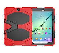 ZiHang Étui Compatible avec Samsung Galaxy Tab S2 9.7 T815 T810, Coque de Protection avec 3 Couches Blindage Épaisses Résistant aux Chocs, Robuste avec Support pour Galaxy Tab S2 9.7 (Rouge)