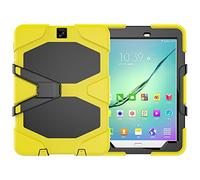 ZiHang Étui Compatible avec Samsung Galaxy Tab S2 9.7 T815 T810, Coque de Protection avec 3 Couches Blindage Épaisses Résistant aux Chocs, Robuste avec Support pour Galaxy Tab S2 9.7 (Jaune)