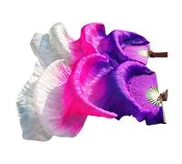 ZIHDKE 1 Paire de voiles éventails en Soie véritable for la Danse du Ventre, Couleurs dégradées, Accessoires de Spectacle for Danseuses pour Orientale(Color 3,120x90cm)