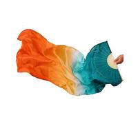 ZIHDKE 1 Paire de voiles éventails en Soie véritable for la Danse du Ventre, Couleurs dégradées, Accessoires de Spectacle for Danseuses pour Orientale(Color 6,180x90cm)