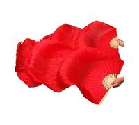 ZIHDKE 1 Paire d'éventails de Danse Portables for Spectacle, Mariage, Longs et Unisexes pour Orientale(Red)
