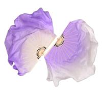 ZIHDKE 1 Paire d'éventails pliants à Main Double Face for Femme, en Soie véritable, Demi-Cercle, Accessoire de Danse du Ventre, Taille 85 cm, Violet. pour Orientale