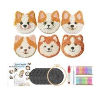 ZIHDKE 1set Punch Needle Coaster Cute Dog Embroidered Kit Arts Craft Cross Stitch Kits Set Kitchen Home Accessories Gift pour Soi-même(Color3)