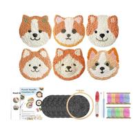 ZIHDKE 1set Punch Needle Coaster Cute Dog Embroidered Kit Arts Craft Cross Stitch Kits Set Kitchen Home Accessories Gift pour Soi-même(Color2)